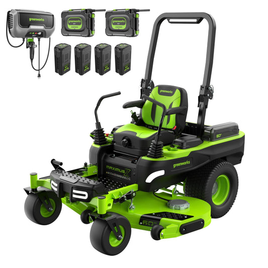 Greenworks 80V 60" Zero Turn, (2) 12.0Ah + (4) 8.0Ah Batteries + Wall Charger
